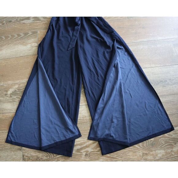 AX PARIS PA025 Women's Sz 18 US 14 Navy Blue Wide Leg Thigh Split Jumpsuit - Picture 6 of 11